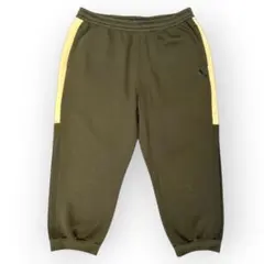 希少2XL アディダス クロップド スウェットパンツ カーキ ビッグロ【H11】