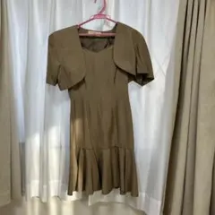 平成レトロベージュノースリーブドレスとボレロセット