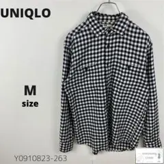 訳あり UNIQLO シャツ 長袖 ギンガムチェック柄 万能 メンズ M