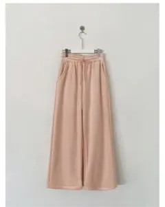 試着のみ　韓国服　濃密起毛コーデュロイ風トレーニングワイドパンツ　桃色　厚め　冬のサムネイル
