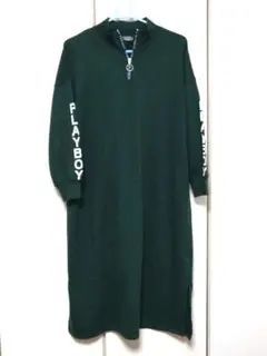 PLAYBOY 裏パイル地ジップアップロングワンピース M