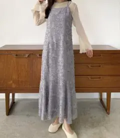 【美品】ジャガード キャミワンピース