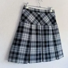 美品 ポンポネットジュニア チェック プリーツスカート 白黒 フォ－マル 160