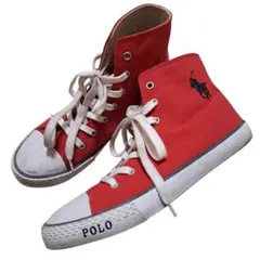 【POLO RALPH LAUREN】 ハイカットスニーカー レッド 24㎝のサムネイル