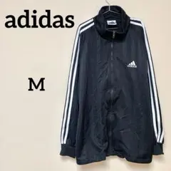 adidas 3ライン トラックジャケット 黒 M ロゴ刺繍
