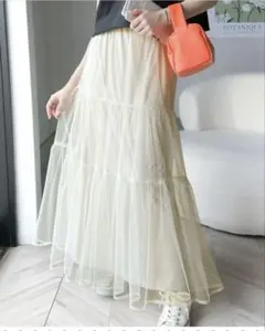 チュールティアードロングスカート　CE1260046