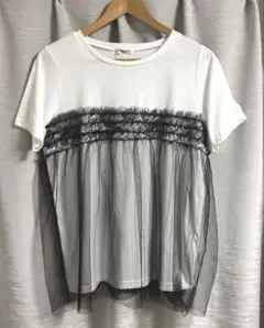 【新品未使用】半袖チュール付きカットソー