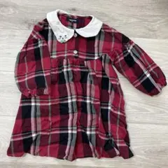 クレードスコープ　チェック柄ワンピース　丸襟　猫