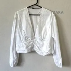 最終値下げ‼️ZARA ザラ クロップシャツ 白 ブラウス L ハイウェスト