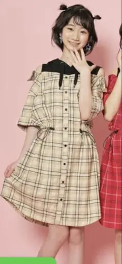 Lovetoxic フード付きチェックワンピース 150