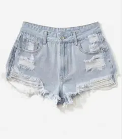 SHEIN EZwear ハイウェスト ダメージデニムショートパンツ Mサイズ