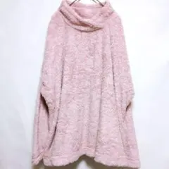 ■19✪ ピンク ファー フリース ポンチョ 2XL 大きいサイズ 体型カバー