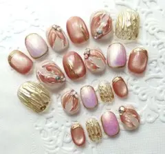 ネイルチップ ぷっくり人魚の尾/夏ネイル/オーロラ/マグネット フルサイズb68