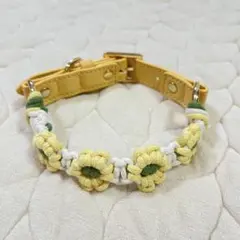 犬用パラコード首輪リードセット Mサイズ　お花編み　お出かけ　可愛い　手作り
