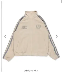 短丈フェイクスエードトラックジャケットエンブレム刺繍ジャージブルゾンユニセックス