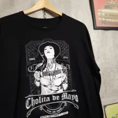 US古着 テキーラ 女性 人物 アートプリント 半袖Tシャツ 黒 L 希少のサムネイル