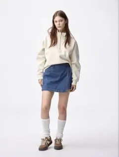 GU デニムラップスコート デニム ミニスカート ショートパンツ