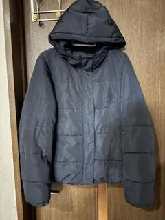 ダークブルー フード付き ダウンジャケット L