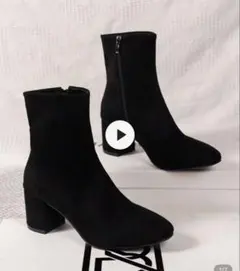 ブラック チェルシーブーツ スエード調