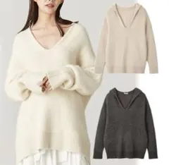 FRAY.I.D Vネック ニットフーディー ピンク