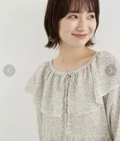 前後2wayフリルカラーレースアップチュニック シアー