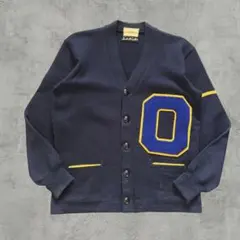 50s Dehen レタードカーディガン ネイビー Lくらい