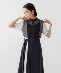UNITED TOKYO メッシュレイヤードシャツワンピース インディゴブルー