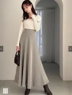 千鳥格子 ロングスカート