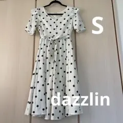 dazzlin　ワンピース　水玉ドット　Vネック半袖ワンピース　Sサイズ