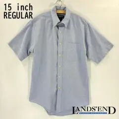 LANDS' END 半袖シャツ 15 REGULAR ボタンダウン 綿100%のサムネイル