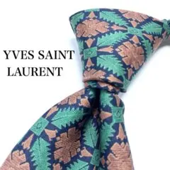 상태좋음 YVES SAINT LAURENT ネクタイ 総柄 グリーン
