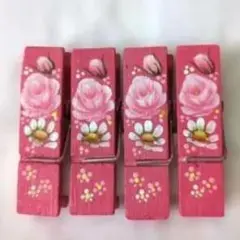 花柄ピンククリップ4個セット