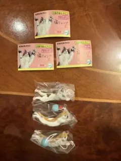 猫ジャンプマスコット2 三毛猫×1.ハチワレ×2