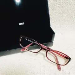 【JINS】レディースメガネ 赤系色 ケース付き