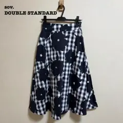 sov. チェック フラワー ロングフレアスカート 36 モノトーンのサムネイル