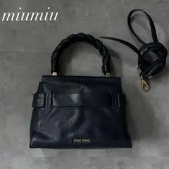 【最高級レザー❗️】miumiu 2way leather bag ブラック　黒