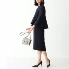 デミルクス BEAMS バッグフレアツイードプルオーバー　ネイビー 36