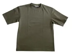 【試着のみ】ユニクロU エアリズムコットンオーバーサイズTシャツ5分袖Sオリーブ