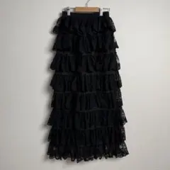 Darich Flower Lace Tiered Skirt BK