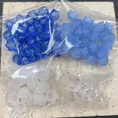 在庫処分特価 B272 アクリルビーズ チューリップ 青 白 90個