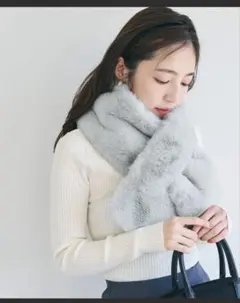 グレー ファー スヌード