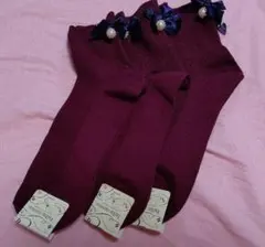 新品 チュチュアンナ 靴下屋 おまとめ 靴下 3点 セット ボルドー リボン