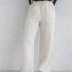 完売ストライプワイドパンツ（ベージュ・ホワイト）