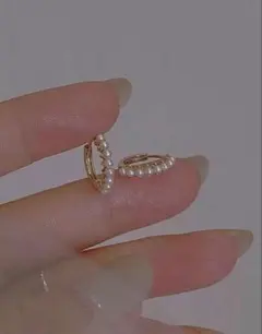 パール付きフープピアス