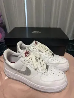 NIKE AIR FORCE 1 '07 25cm 白 銀 ラメ 美品 - メルカリ
