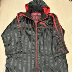 プーマベンチコート130 プーマ　アウターレッド　総ロゴ