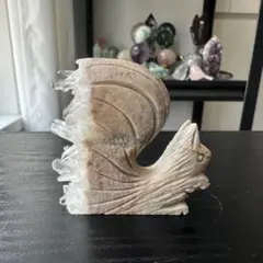 天然石水晶クラスターのリス　置物　彫物NO.052111