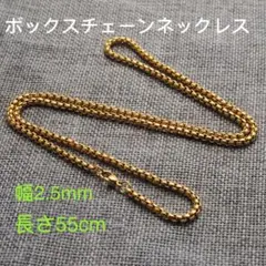 ボックスチェーン ステンレス ネックレス ゴールド 幅2.5mm 55cm