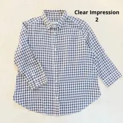 美品✨クリアインプレッション シャツ 七分袖 2 ギンガムチェック