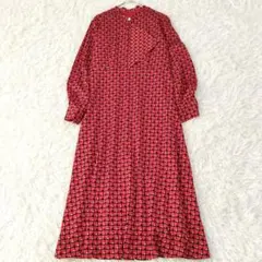 135 アンタイトル スクエアジオメトリック柄三角ボウタイワンピース ロング